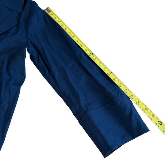 Vince Women's Utility Navy Blue Linen Blend Jacket 1X Preppy CoastalPreppy Prep - Picture 7 of 9